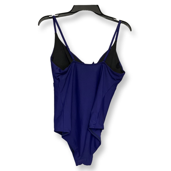 Charmo Womens One Piece Swimsuit Blue Cut Out Scoop Neck UPF 50+ L New - Picture 4 of 9